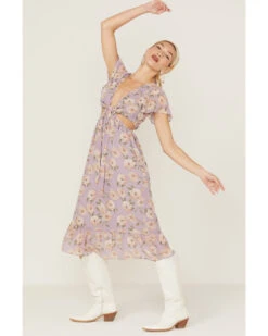 Sadie & Sage Women's Floral Cut-Out Midi Dress 7 Sadie & Sage Women's Floral Cut-Out Midi Dress -Ariat Western Outlet Store 2000367469 570 P4