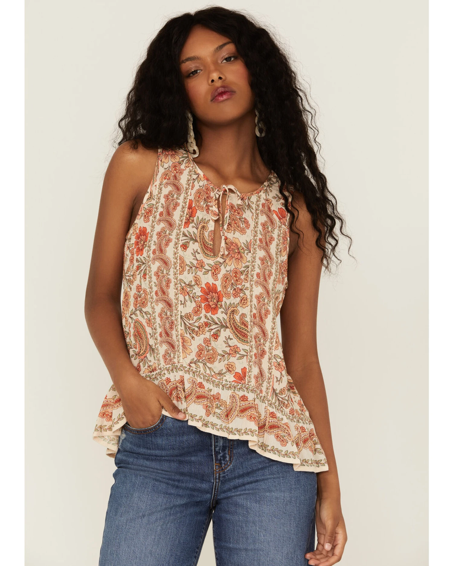 Patrons Of Peace Women's Fonda Border Floral Print Sleeveless Top 1 Patrons Of Peace Women's Fonda Border Floral Print Sleeveless Top