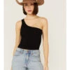 Fornia Women's Top One One Shoulder Ribbed Cami Top
