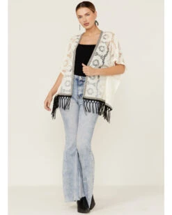 Wild Moss Women's Lace Contrast Fringe Kimono -Ariat Western Outlet Store 2000368423 103 P4