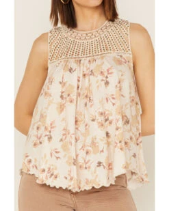 Wild Moss Women's Crochet Studded Yoke Flowy Tank Top -Ariat Western Outlet Store 2000369018 110 P3