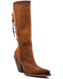 Dan Post Women's Corsette Back Lace Tall Western Leather Boots - Snip Toe