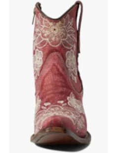 Corral Women's Flowered Embroidery Ankle Western Booties - Snip Toe -Ariat Western Outlet Store 2000371810 920 P3
