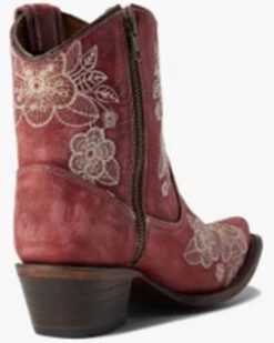 Corral Women's Flowered Embroidery Ankle Western Booties - Snip Toe -Ariat Western Outlet Store 2000371810 920 P4