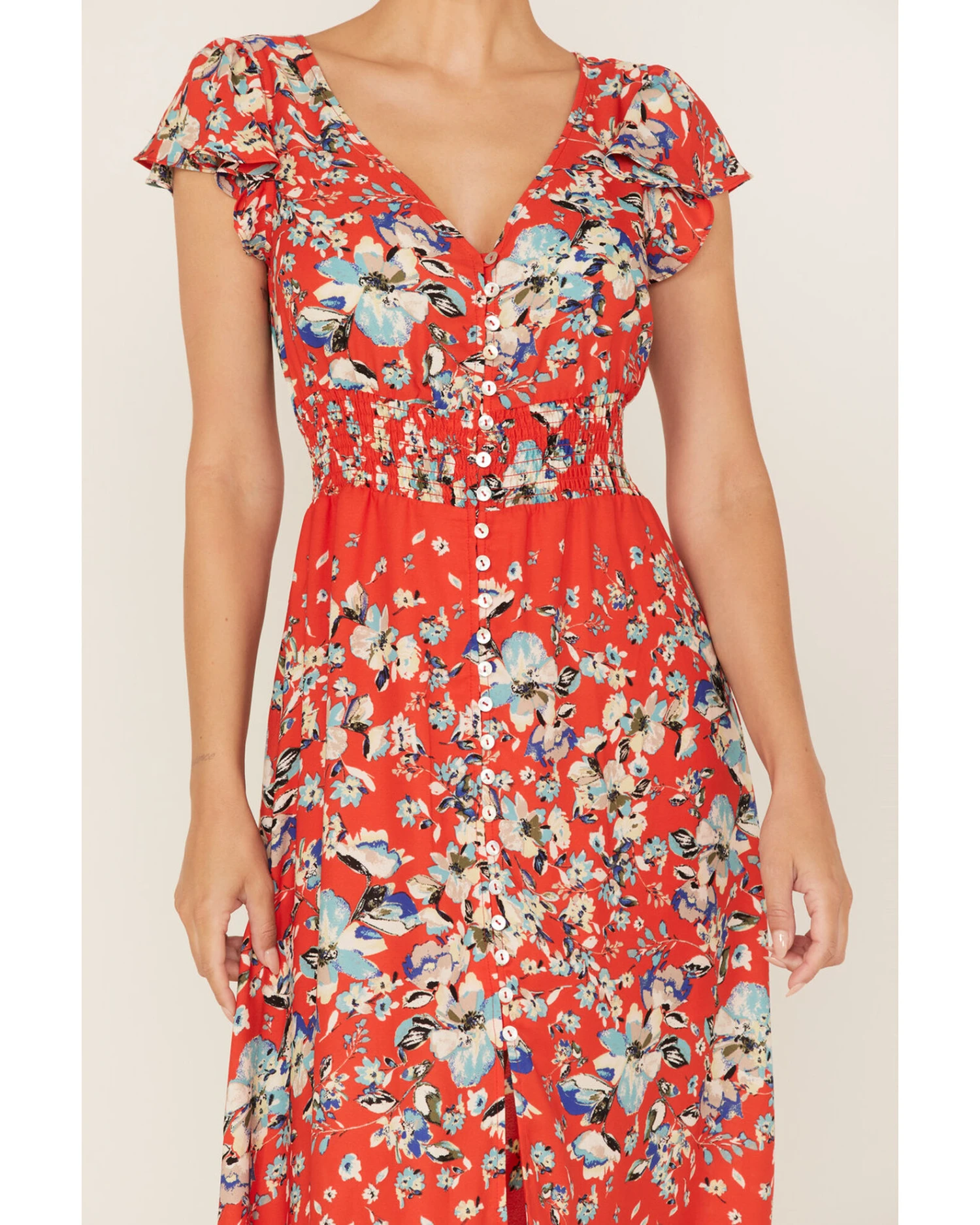 Miss Me Women's Floral Print Split Hem Maxi Dress 3 Miss Me Women's Floral Print Split Hem Maxi Dress - Image 3