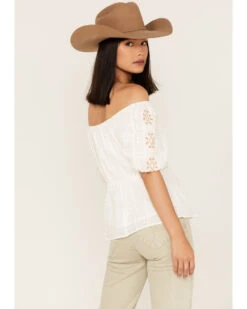Miss Me Women's Embroidered Puff Sleeve Top -Ariat Western Outlet Store 2000372862 100 P4