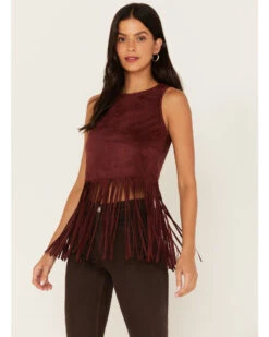 Shyanne Women's Faux Suede Fringe Tank Top