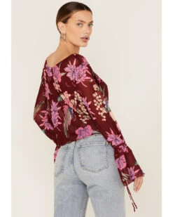 Free People Women's Floral Print Of Paradise Tie Front Crop Top -Ariat Western Outlet Store 2000374743 600 P4