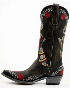 Old Gringo Women's Reinas La Catrina Skeleton & Floral Embroidered Tall Western Leather Boots - Snip Toe -Ariat Western Outlet Store 2000374907 944 P3