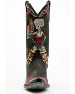 Old Gringo Women's Reinas La Catrina Skeleton & Floral Embroidered Tall Western Leather Boots - Snip Toe -Ariat Western Outlet Store 2000374907 944 P4