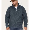 Pacific Teaze Men's 1/4 Zip Pullover Plaid Lined Bonded Sweater
