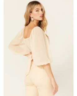 Beyond The Radar Women's Sheer Dot Puff Sleeve Crop Top -Ariat Western Outlet Store 2000376248 110 P4