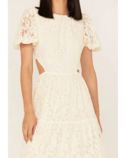 Flying Tomato Women's Just My Type Short Puff Sleeve Lace Midi Dress -Ariat Western Outlet Store 2000378127 110 P3