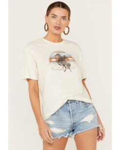 Kerusso Women's Laughs Without Fear Bronco Short Sleeve Graphic Tee