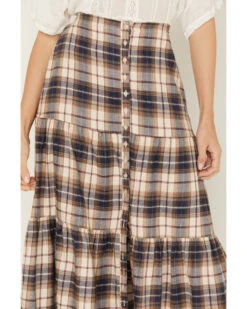 Cleo + Wolf Women's Plaid Print Button Front Midi Skirt -Ariat Western Outlet Store 2000380778 681 P3