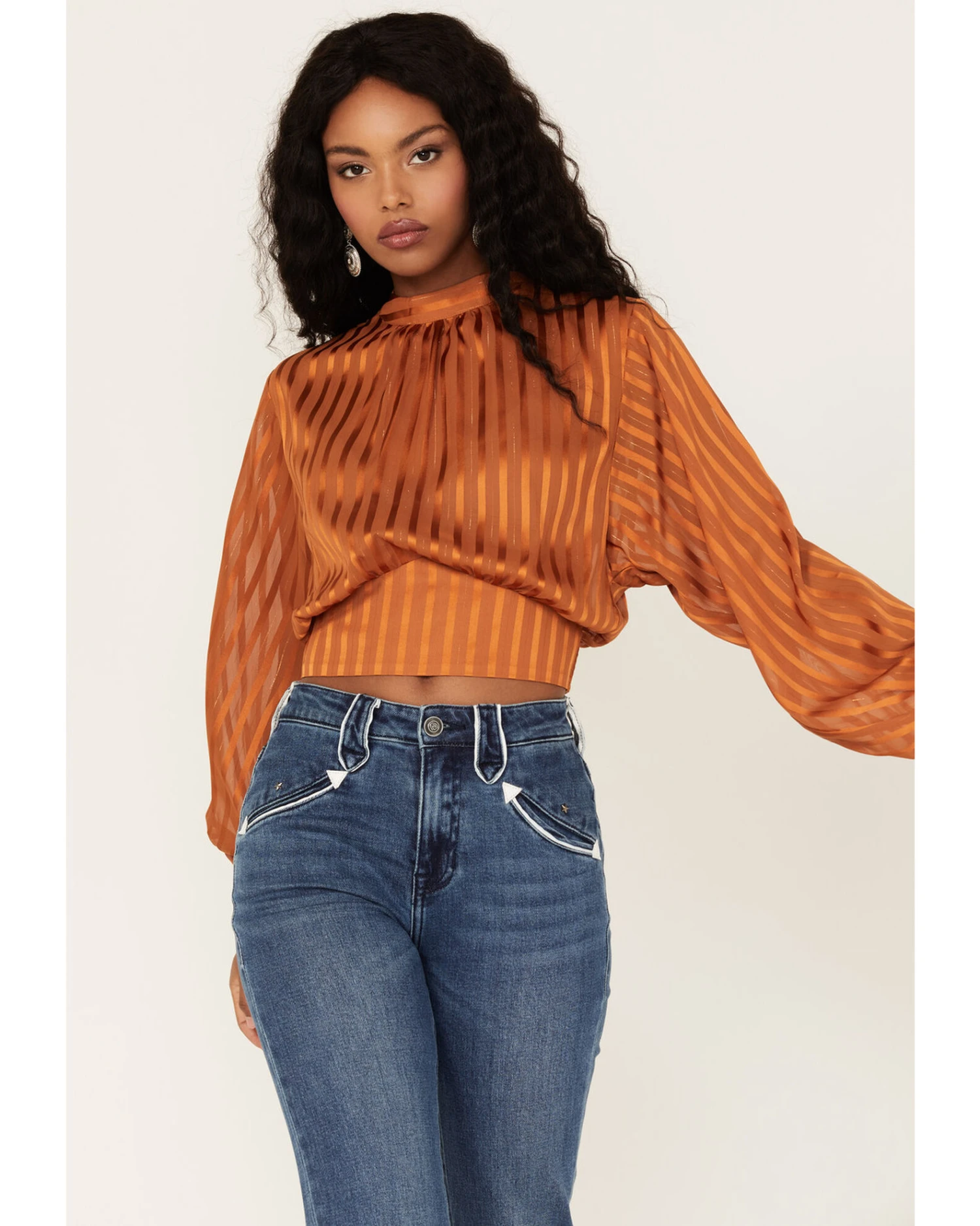 Flying Tomato Women's Shadow Stripe Top 1 Flying Tomato Women's Shadow Stripe Top