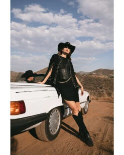 Understated Leather Women's Vixen Boned Leather Patched Corset