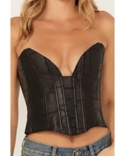 Understated Leather Women's Vixen Boned Leather Patched Corset -Ariat Western Outlet Store 2000381557 001 P4