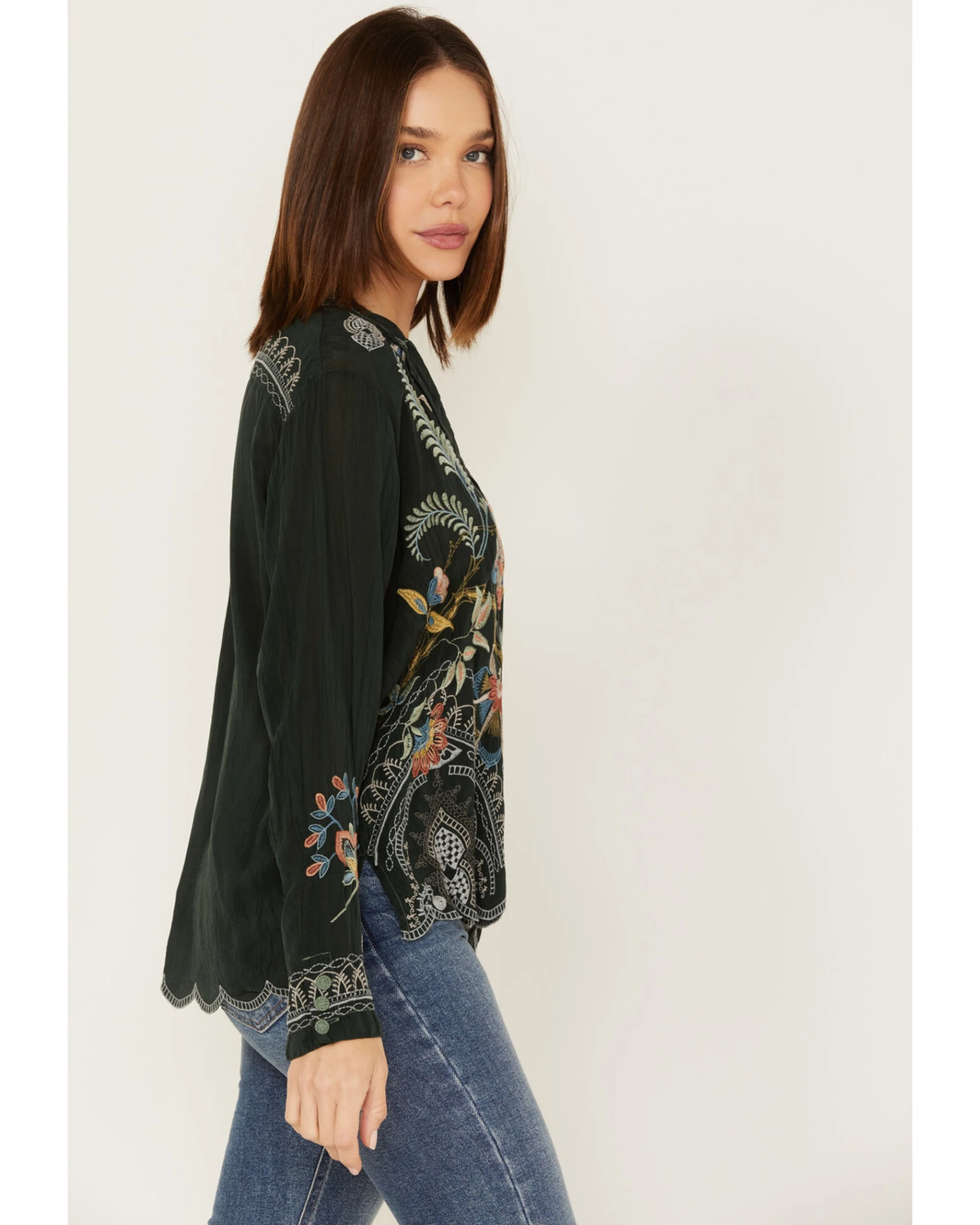 Johnny Was Women's Floral Embroidered Prue Blouse 2 Johnny Was Women's Floral Embroidered Prue Blouse - Image 2