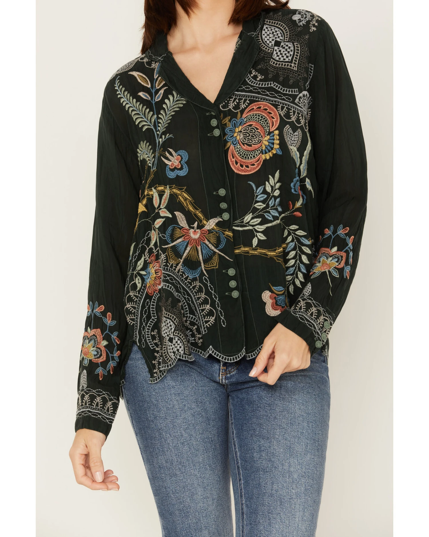 Johnny Was Women's Floral Embroidered Prue Blouse 3 Johnny Was Women's Floral Embroidered Prue Blouse - Image 3