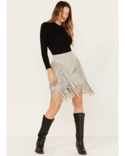 Wonderwest Women's Suede Fringe Mini Skirt