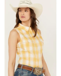 Wrangler Women's Gingham Sleeveless Snap Western Shirt -Ariat Western Outlet Store 2000382596 700 P3