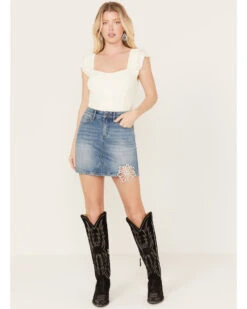 Idyllwind Women's Baryywood High Rise Denim Rhinestone Skirt