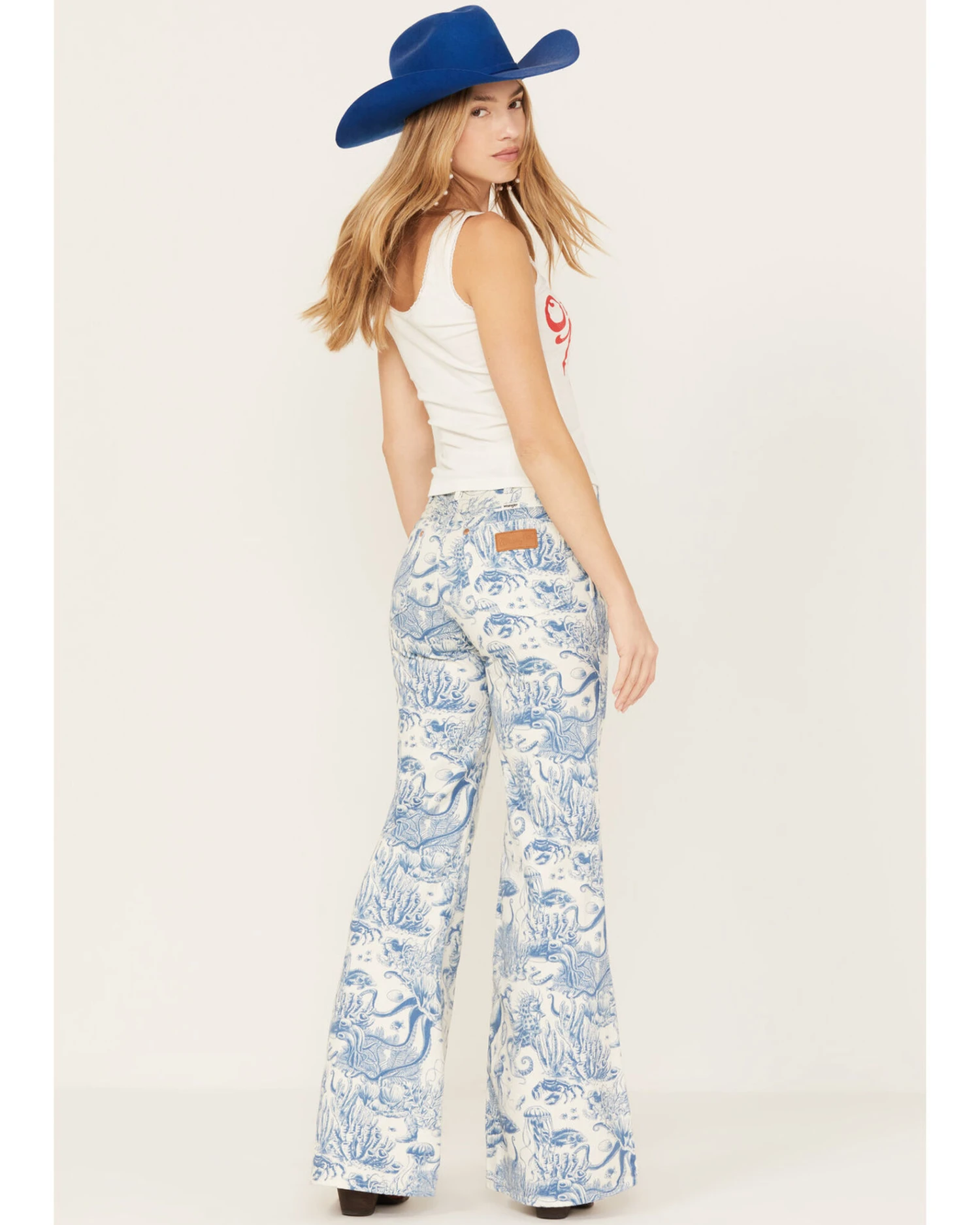 Wrangler Women's High Rise Nautical Print Wanderer Flare Jeans 3 Wrangler Women's High Rise Nautical Print Wanderer Flare Jeans - Image 3