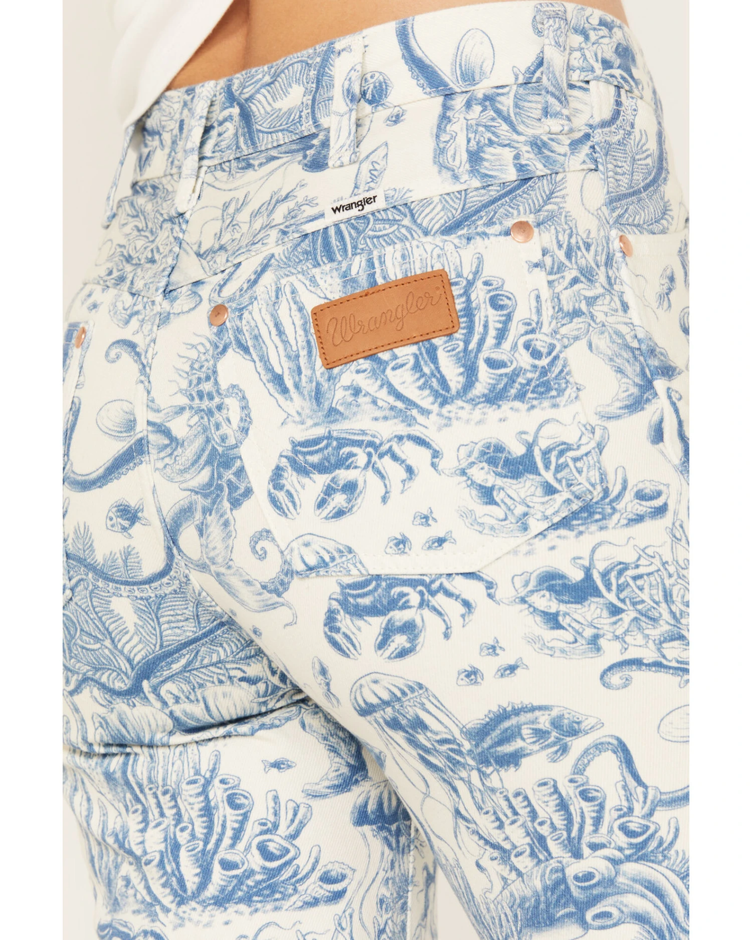 Wrangler Women's High Rise Nautical Print Wanderer Flare Jeans 4 Wrangler Women's High Rise Nautical Print Wanderer Flare Jeans - Image 4