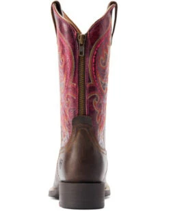 Ariat Women's Round Up Back Zip Western Performance Boots - Broad Square Toe -Ariat Western Outlet Store 2000384090 200 P3