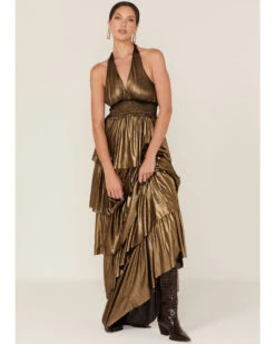 Flying Tomato Women's Metallic Tiered Maxi Dress 7 Flying Tomato Women's Metallic Tiered Maxi Dress -Ariat Western Outlet Store 2000384955 710 P3