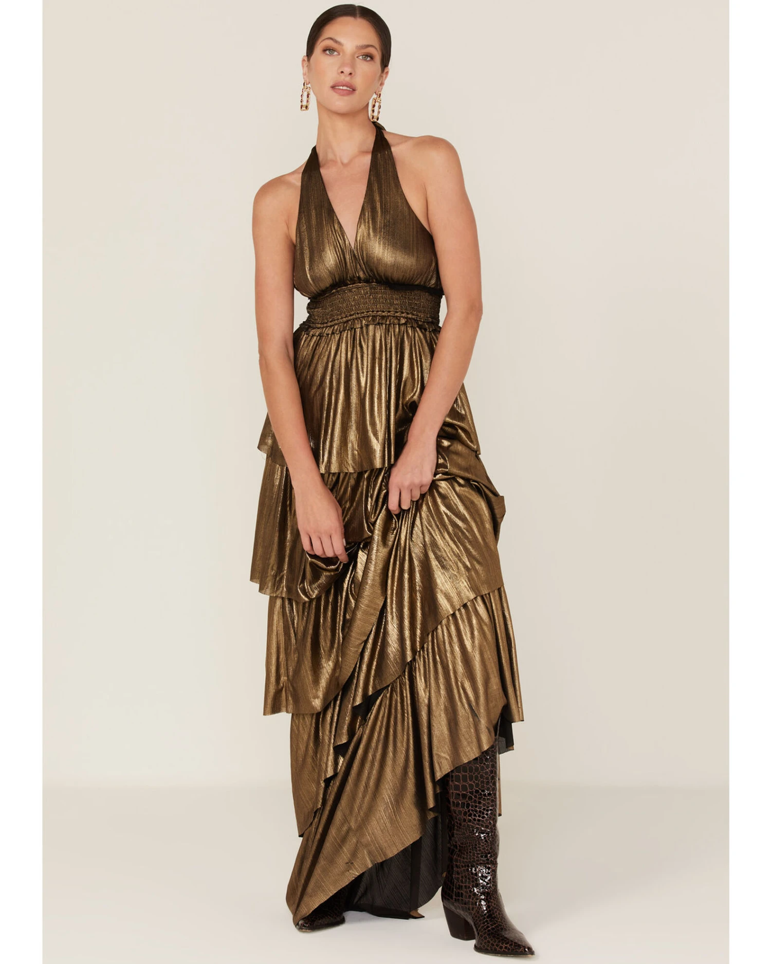 Flying Tomato Women's Metallic Tiered Maxi Dress 3 Flying Tomato Women's Metallic Tiered Maxi Dress - Image 3