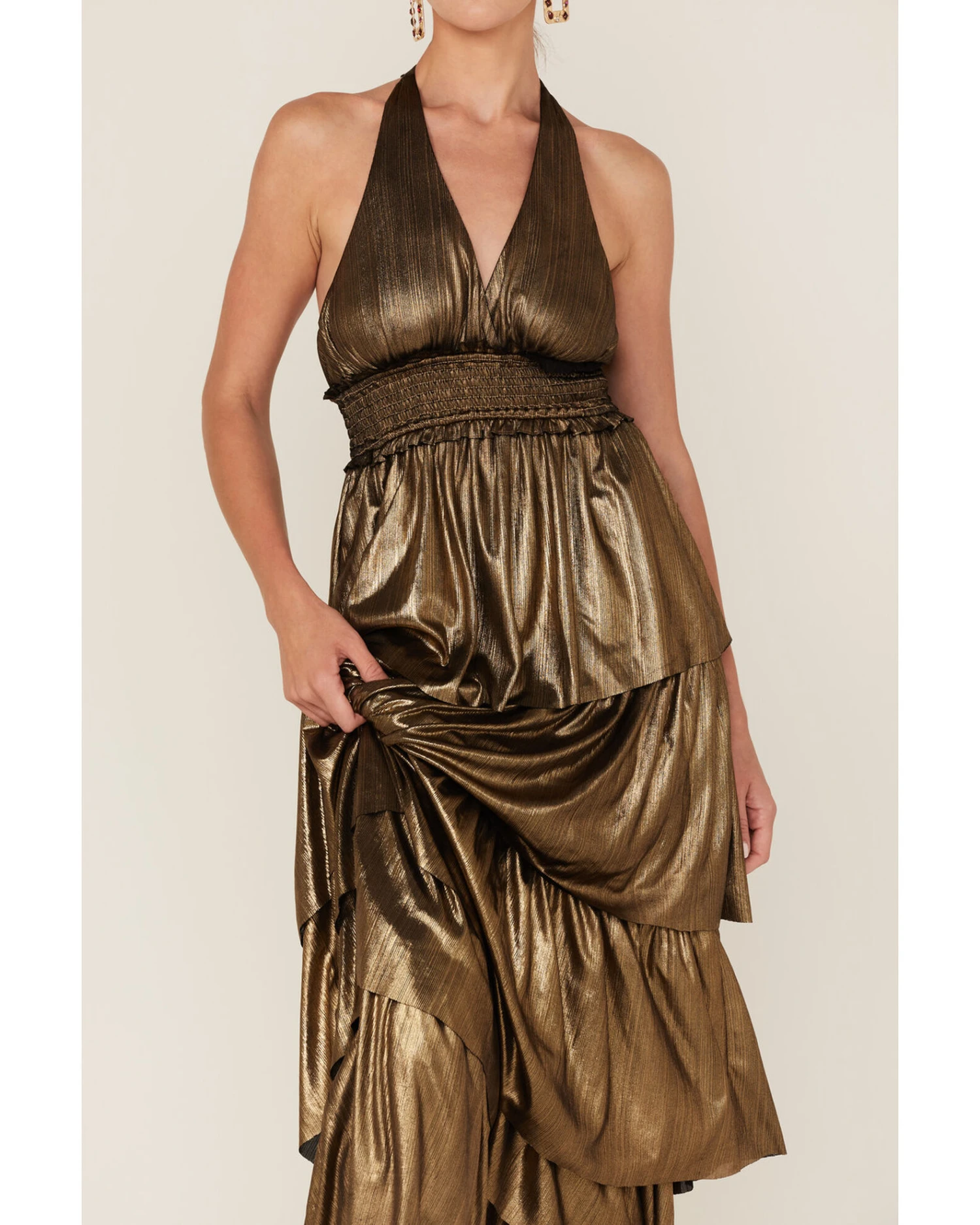 Flying Tomato Women's Metallic Tiered Maxi Dress 4 Flying Tomato Women's Metallic Tiered Maxi Dress - Image 4
