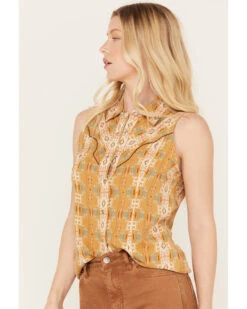 Rock & Roll Denim Women's Southwestern Print Sleeveless Snap Tank -Ariat Western Outlet Store 2000384992 702 P3
