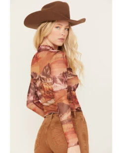 Rock & Roll Denim Women's Mesh Printed Long Sleeve Shirt -Ariat Western Outlet Store 2000385006 220 P4