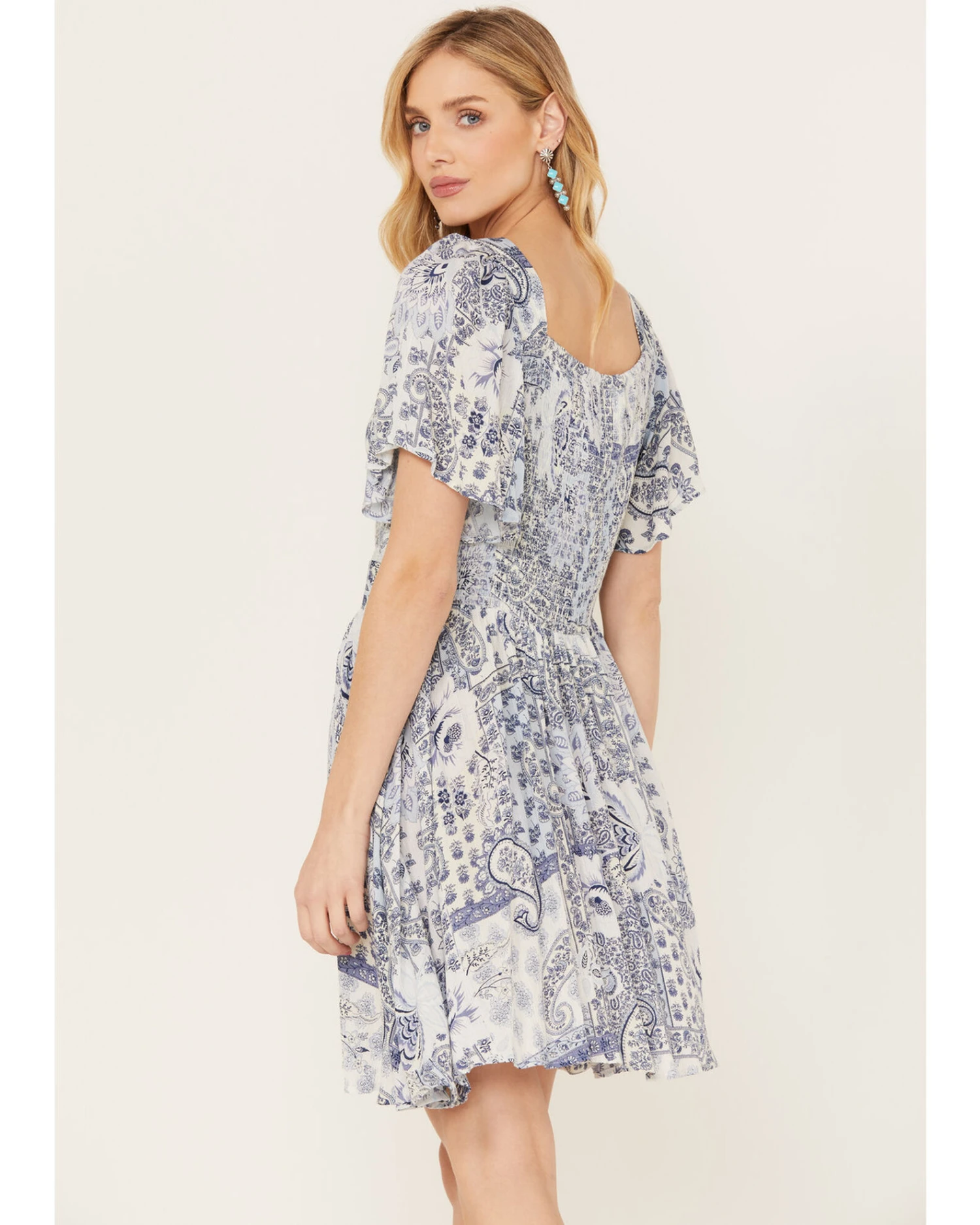 Angie Women's Paisley Print Short Sleeve Mini Dress 4 Angie Women's Paisley Print Short Sleeve Mini Dress - Image 4