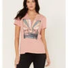 Blended Women's Desert Short Sleeve V-Neck Graphic Tee