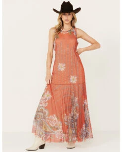 Johnny Was Women's Paisley Print Mesh Slip Dress