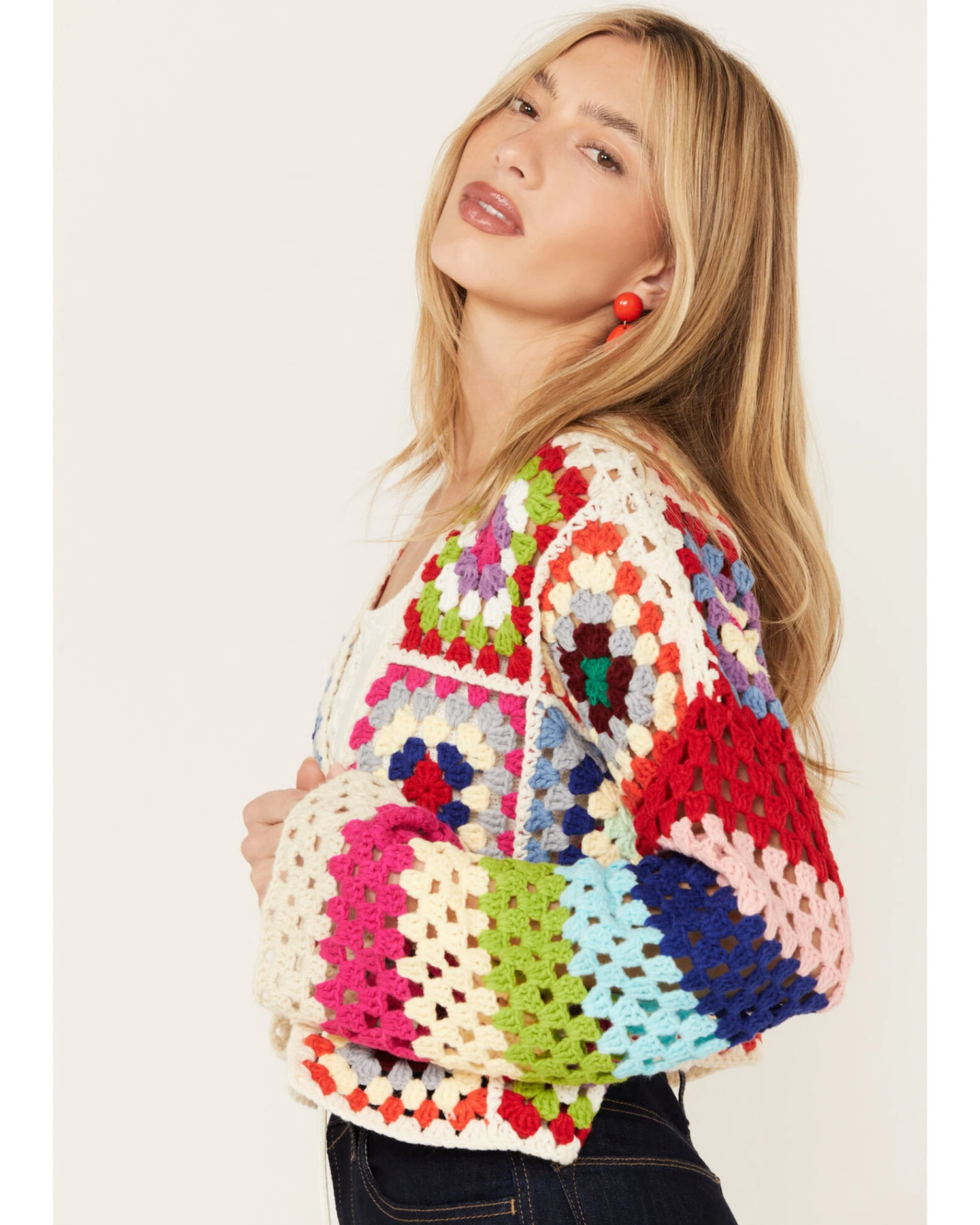 Revel Women's Crochet Patchwork Long Sleeve Cardigan 2 Revel Women's Crochet Patchwork Long Sleeve Cardigan - Image 2