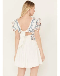 Free People Women's Rambling Roads Mini Short Sleeve Embroidered Dress -Ariat Western Outlet Store 2000388007 100 P4
