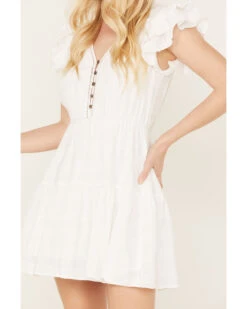 Yura Women's Button Down Ruffle Short Sleeve Mini Dress -Ariat Western Outlet Store 2000388350 100 P3