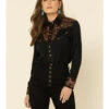 Scully Women's Floral Embroidered Long Sleeve Western Shirt
