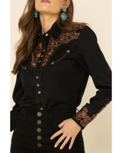 Scully Women's Floral Embroidered Long Sleeve Western Shirt -Ariat Western Outlet Store 658137 89 P3